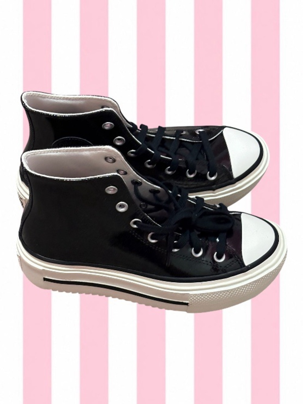 Converse Black Patent High-Top Platform Sneakers